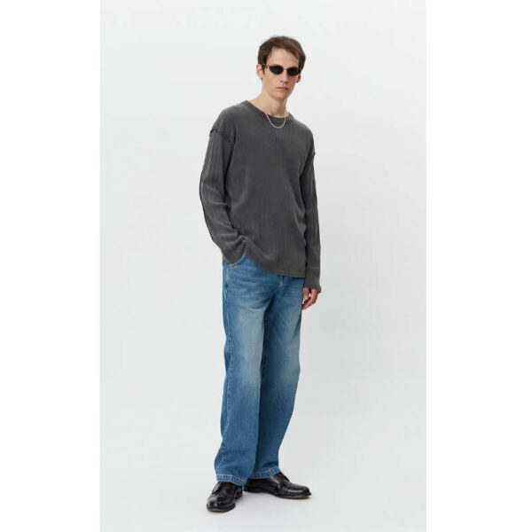 New Rib LS Tee - Washed Graphite