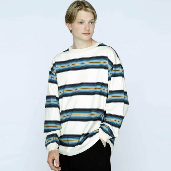 MANASTASH 90's Stripe LS Tee - Natural