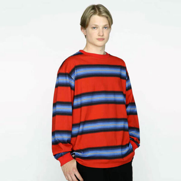 MANASTASH 90's Stripe LS Tee - Red