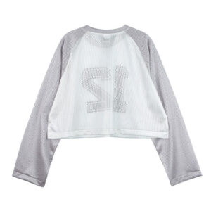 STAND ALONE Cropped Mesh Raglan Tee - Grey