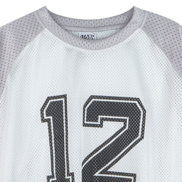 STAND ALONE Cropped Mesh Raglan Tee - Grey