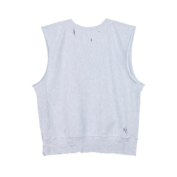 STAND ALONE Distressed Reverse Sweat Vest - Grey