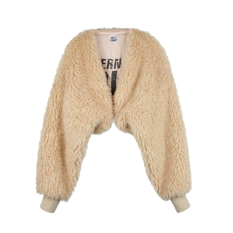 THEROOM  STAND ALONE Eco Fur Bolero Jacket - Beige