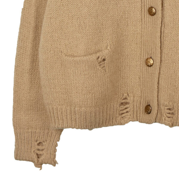 STAND ALONE Oversized Distressed Cardigan - Beige