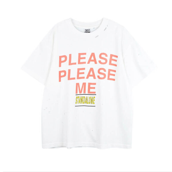 STAND ALONE Please Me Distressed Tee - White