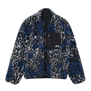 STUSSY Sherpa Reversible Jacket - Blue Leopard