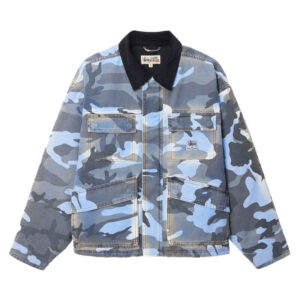 STUSSY Shop Jacket Spray Dye Canvas - Blue Camo