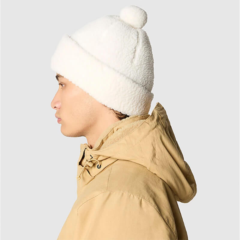 The North Face Cragmont Fleece Beanie Hat, White Butter