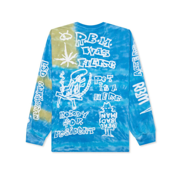 REAL BAD MAN Youth Party LS Tee - Blue Tie Dye