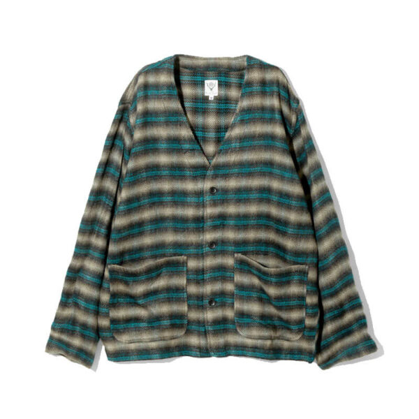 SOUTH2-WEST8-V-Neck-Jacket-Plaid-Emerald-Black