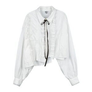 STAND ALONE Cropped Lace Shirt White1