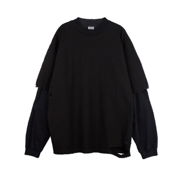 STAND ALONE Layered Look LS Tee Black1
