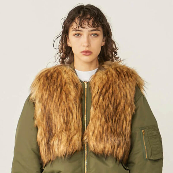 TOGA Fur Zip Blouson Khaki3