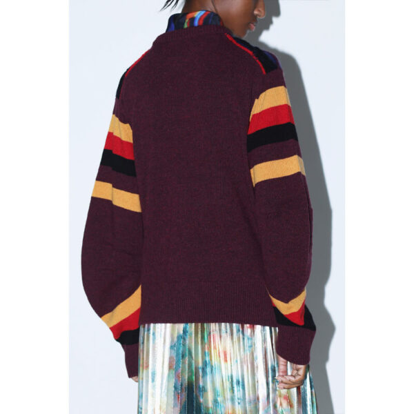 TOGA Slit Border Knit Pullover Dark Red4