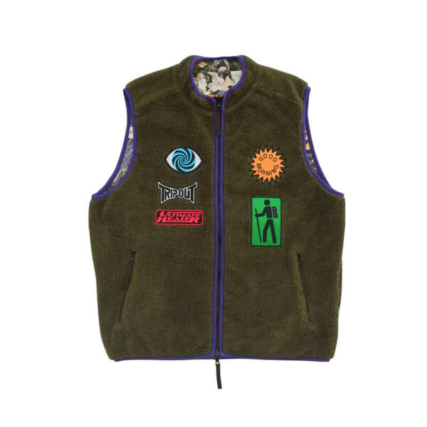 GMT Reversible Polar Fleece Zip Vest Moss2