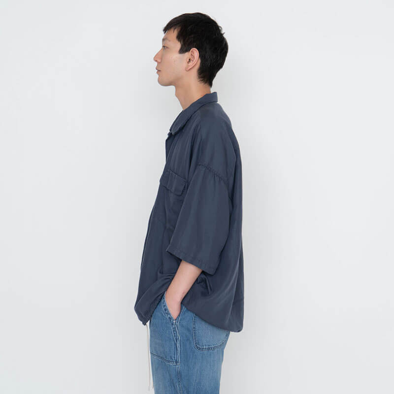 THEROOM | NANAMICA Open Collar Cupra Hemp SS Shirt - Sax