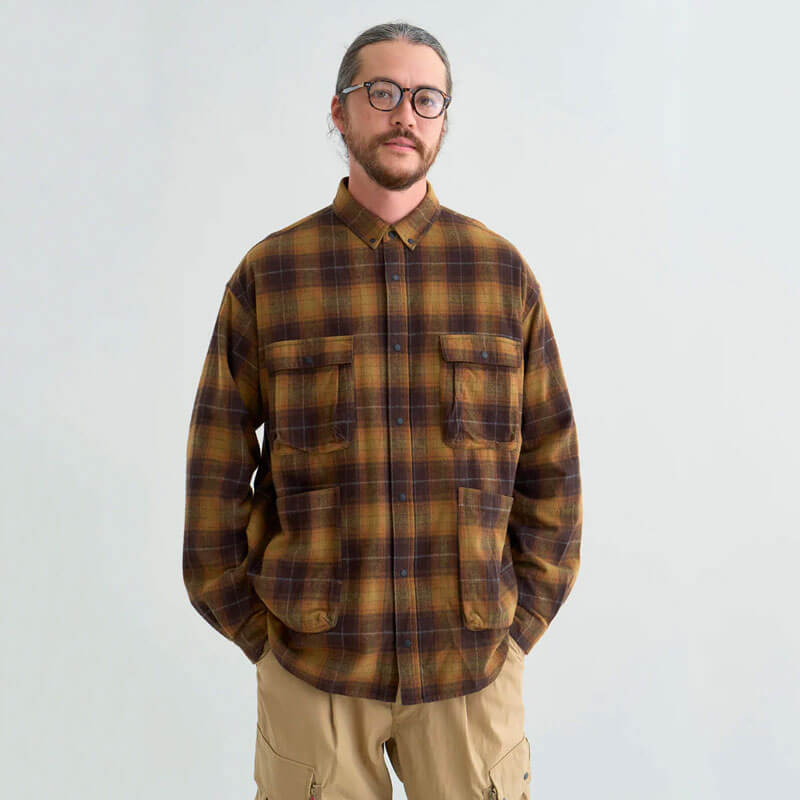 NANGA Fade Plaid Camp Shirt - Brown | THEROOM