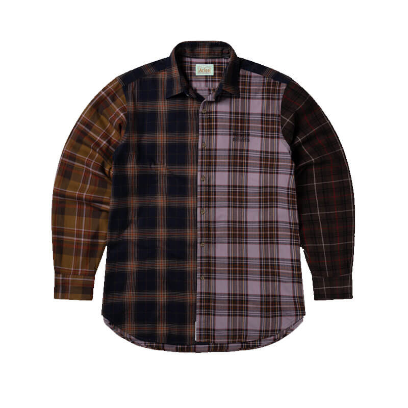 ARIES Overdyed Patchwork LS Shirt - Purple