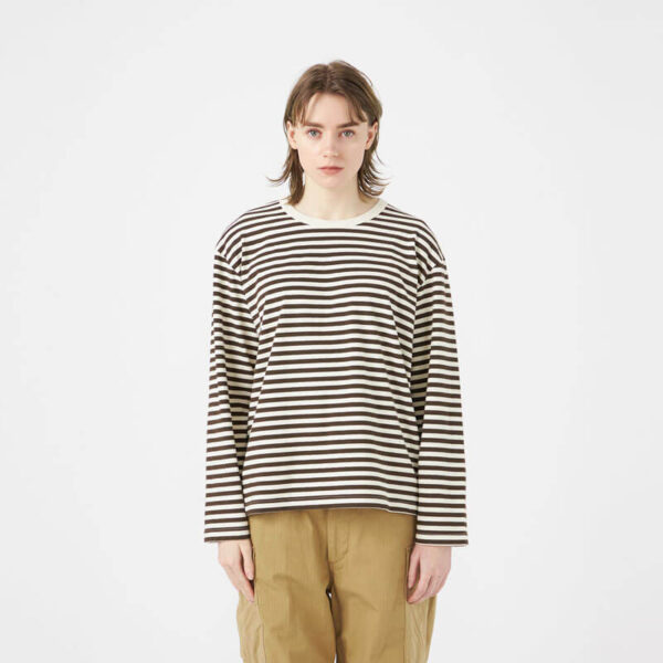 NANAMICA COOLMAX Stripe LS Jersey - Brown