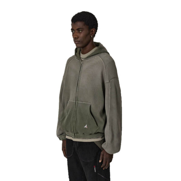 ROA Hiking Bee Sun Faded Waffle Zip Up Hoodie - Olive