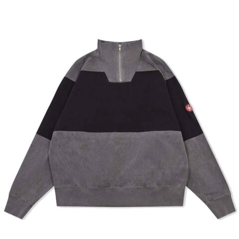 CAV-EMPT-Warm-Overdye Stripe Half Zip Sweatshirt – Grey (1)