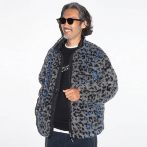 WACKO MARIA Reversible Leopard Boa Jacket - Blue