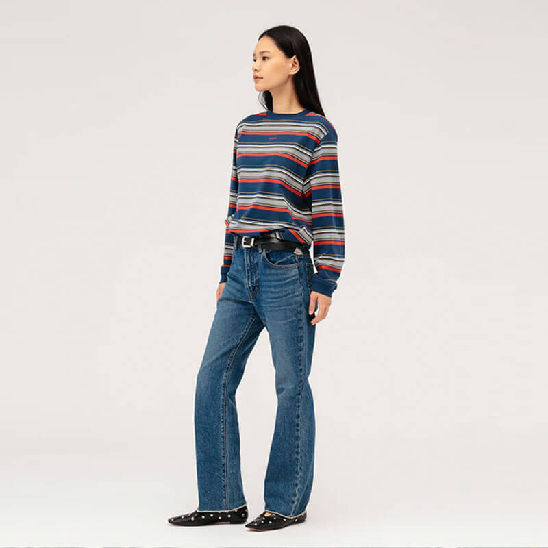 BEAMS BOY Embroidery Stripe LS Tshirt