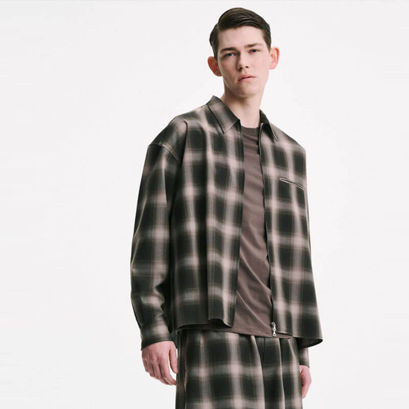 SOPHNET. Hight-Twist Ombre Check Blouson